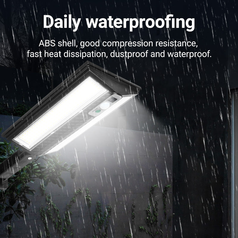 Lampă Solară Stradală LED Exterior 200W, 2000 Lumeni, Senzor de Mișcare cu Telecomandă, 230 LED Next Gen, Autonomie până la 8 Ore, Panou Solar cu Încărcare Rapidă, Protecție IP66