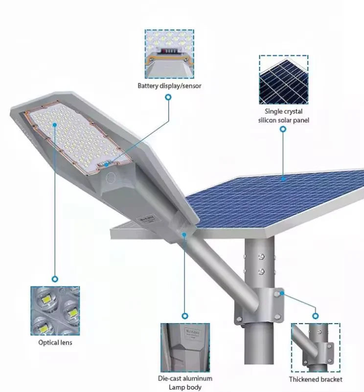 Lampa solara stradala LED, JORTAN, 1000W, IP 66, Suport metalic inclus,Telecomanda de control cu panou fotovoltaic orientabil inclus