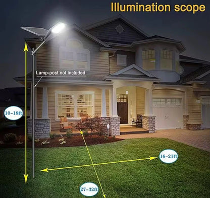 Lampa stradala cu panoul solar LED, JORTAN, 1200W, IP 66, Suport metalic inclus,Telecomanda de control cu panou fotovoltaic orientabil inclus