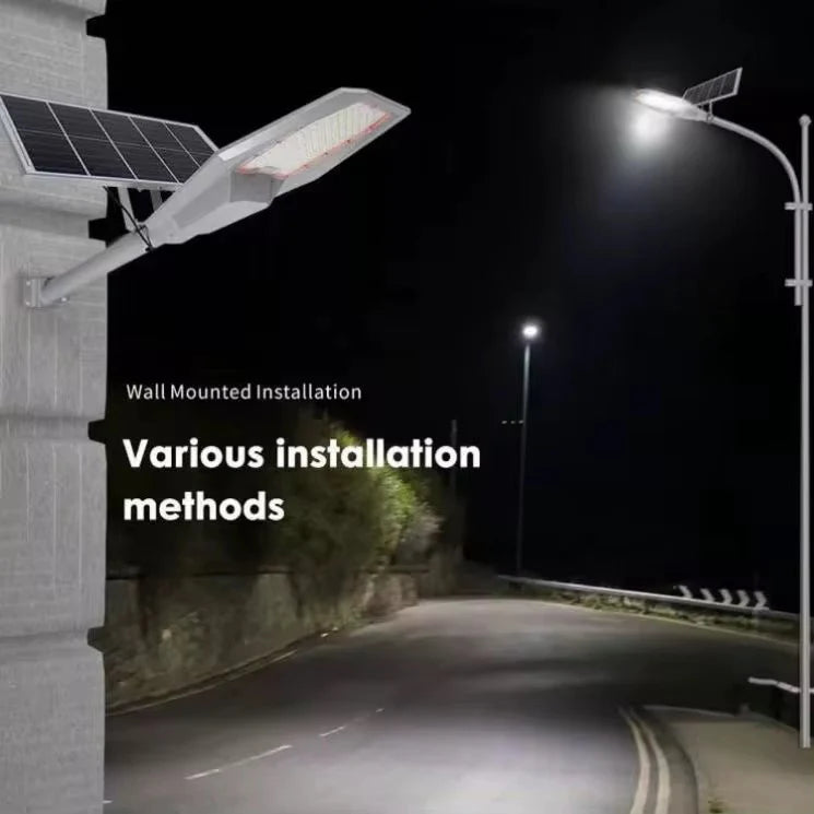 Lampa stradala cu panoul solar LED, JORTAN, 1200W, IP 66, Suport metalic inclus,Telecomanda de control cu panou fotovoltaic orientabil inclus