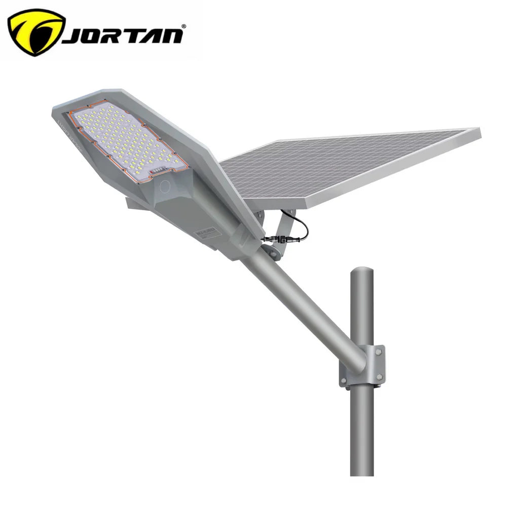 Lampa stradala cu panoul solar LED, JORTAN, 1200W, IP 66, Suport metalic inclus,Telecomanda de control cu panou fotovoltaic orientabil inclus