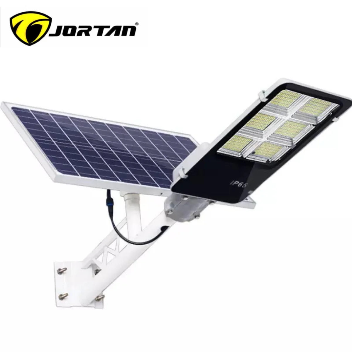 Lampa solara Stradala LED Jortan 400W, Telecomanda, Senzor de Lumina, Lumina rece, Stalp metalic inclus, Autonomie mare, Rezistenta la apa, Multiple functii de programare