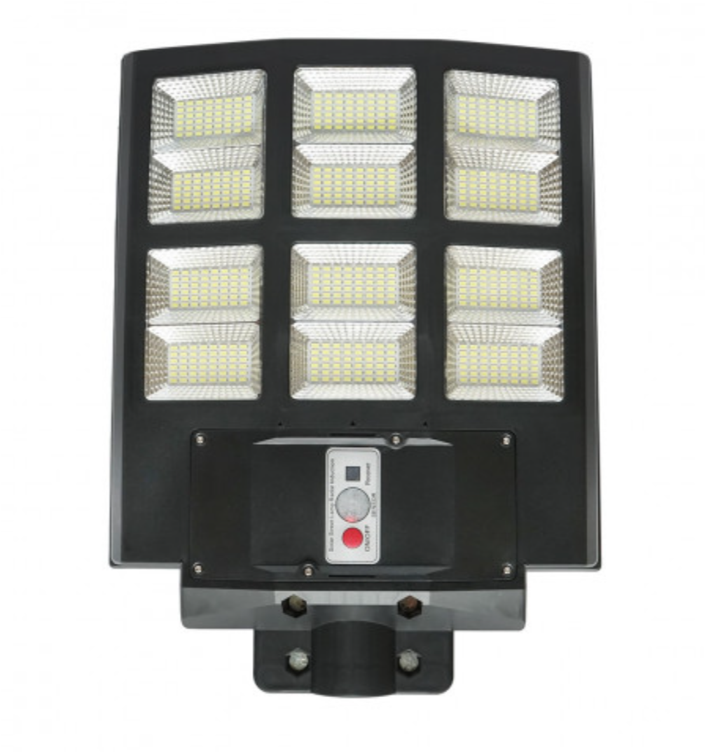 Lampa Solara Tripla LED, 600W, Telecomanda, Unghi Larg de iluminare, Autonomie extinsa, Senzor de miscare si de Lumina, Panou Solar Monocristalin