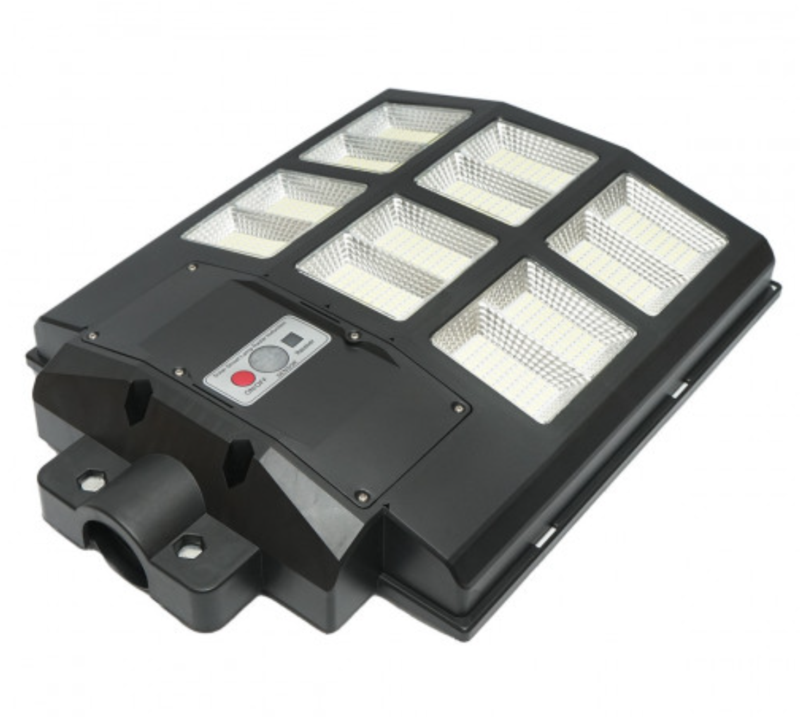 Lampa Solara Tripla LED, 600W, Telecomanda, Unghi Larg de iluminare, Autonomie extinsa, Senzor de miscare si de Lumina, Panou Solar Monocristalin