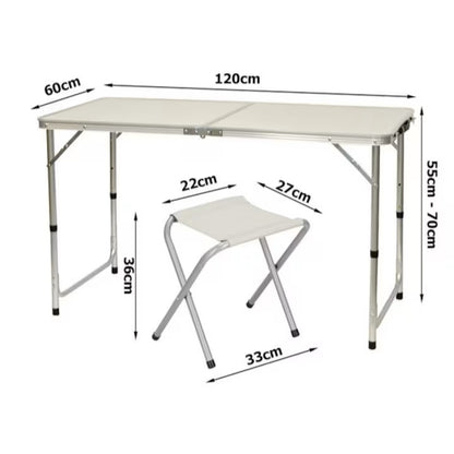 Masă Camping Pliabilă Premium cu 4 Scaune Incluse, Set Portabil din Aluminiu pentru 4 Persoane, Ideal pentru Picnic, Grădină, Terasă, Pescuit, Excursii și Activități în Aer Liber