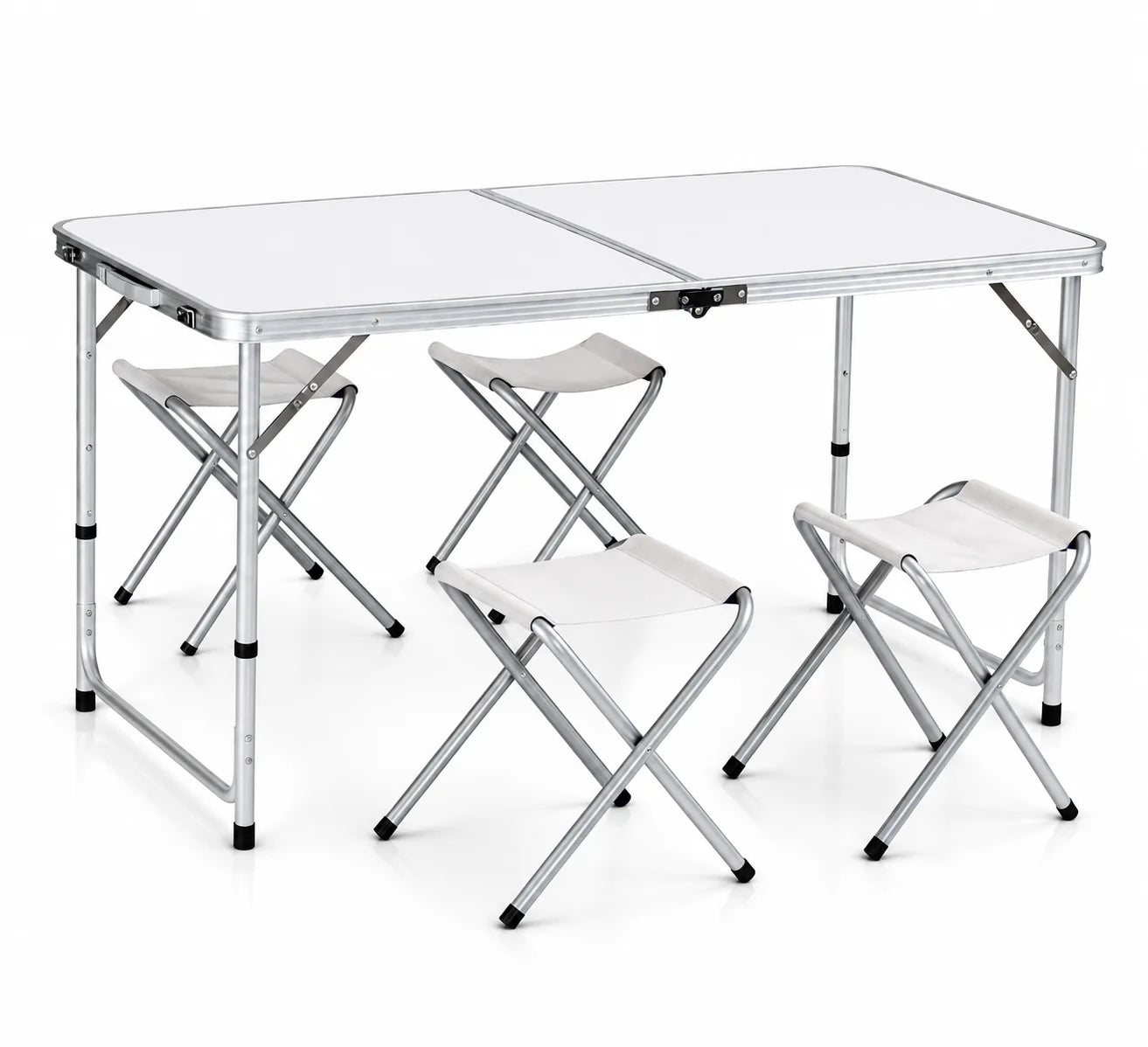 Masă Camping Pliabilă Premium cu 4 Scaune Incluse, Set Portabil din Aluminiu pentru 4 Persoane, Ideal pentru Picnic, Grădină, Terasă, Pescuit, Excursii și Activități în Aer Liber