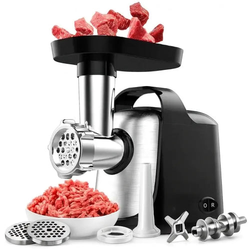Masina de Tocat carne si legume electrica 1200W Multifunctionala, Victronic Tocare rapidă 80kg/h, 2 site, accesorii cârnați și kubbe