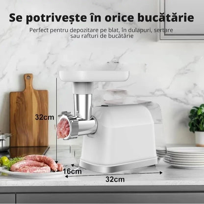 Masina de Tocat carne si legume electrica 1300W Functii Multiple, Victronic Tocare rapidă 90kg/h, 2 site, accesorii cârnați și kubbe