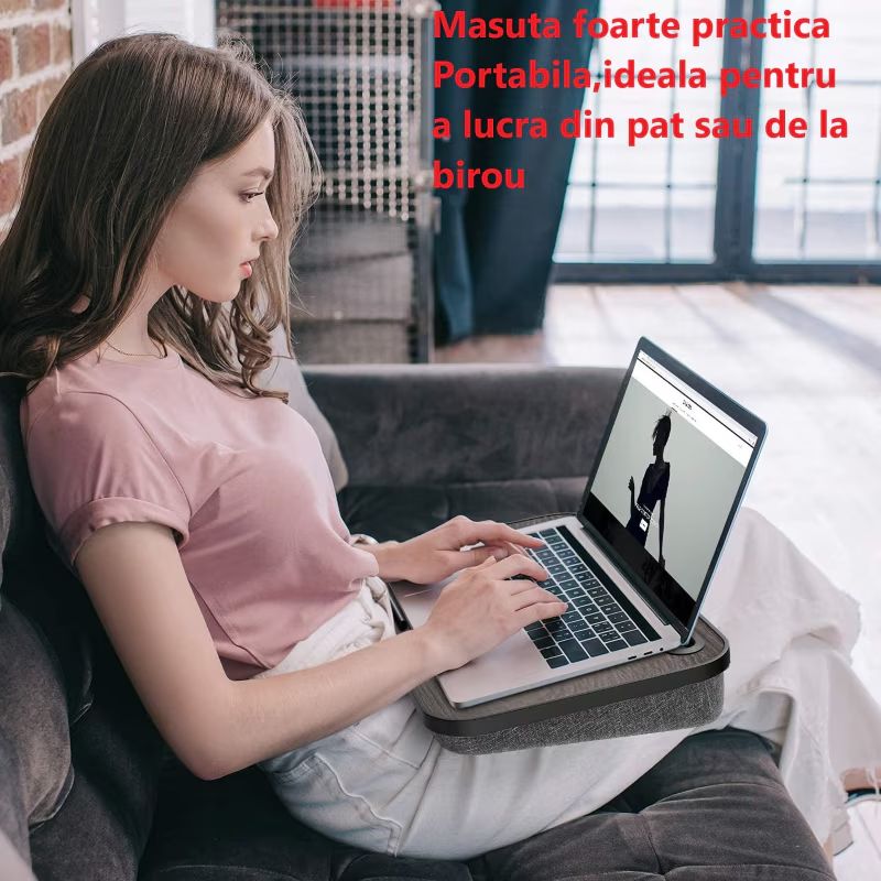 Masuta laptop stand XPD multifunctionala, blat MDF, mouse pad, suport pentru telefon si tableta