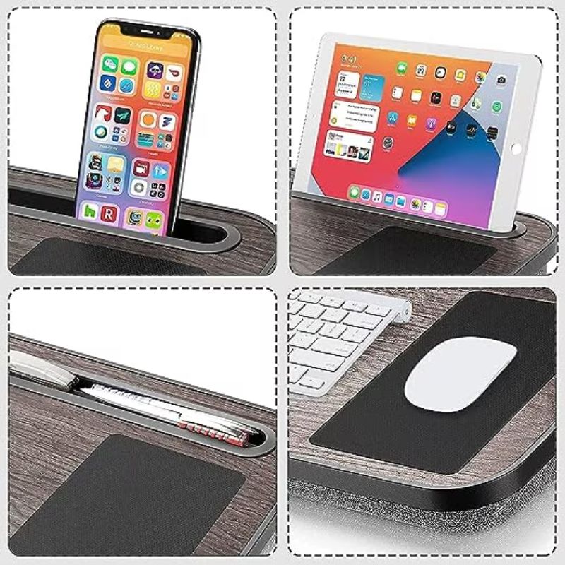 Masuta laptop stand XPD multifunctionala, blat MDF, mouse pad, suport pentru telefon si tableta