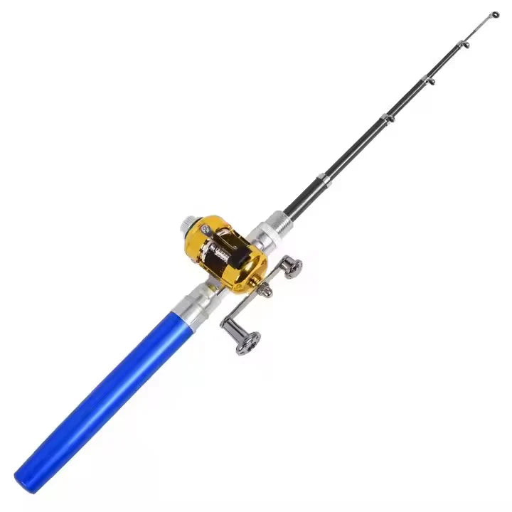 Mini Lansetă de Buzunar Telescopică cu Mulinetă Ultra Portabilă, Tip Pix, pentru Pescuit în Călătorii și Camping