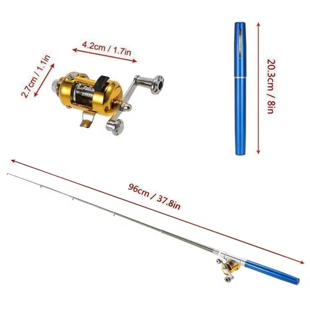 Mini Lansetă de Buzunar Telescopică cu Mulinetă Ultra Portabilă, Tip Pix, pentru Pescuit în Călătorii și Camping