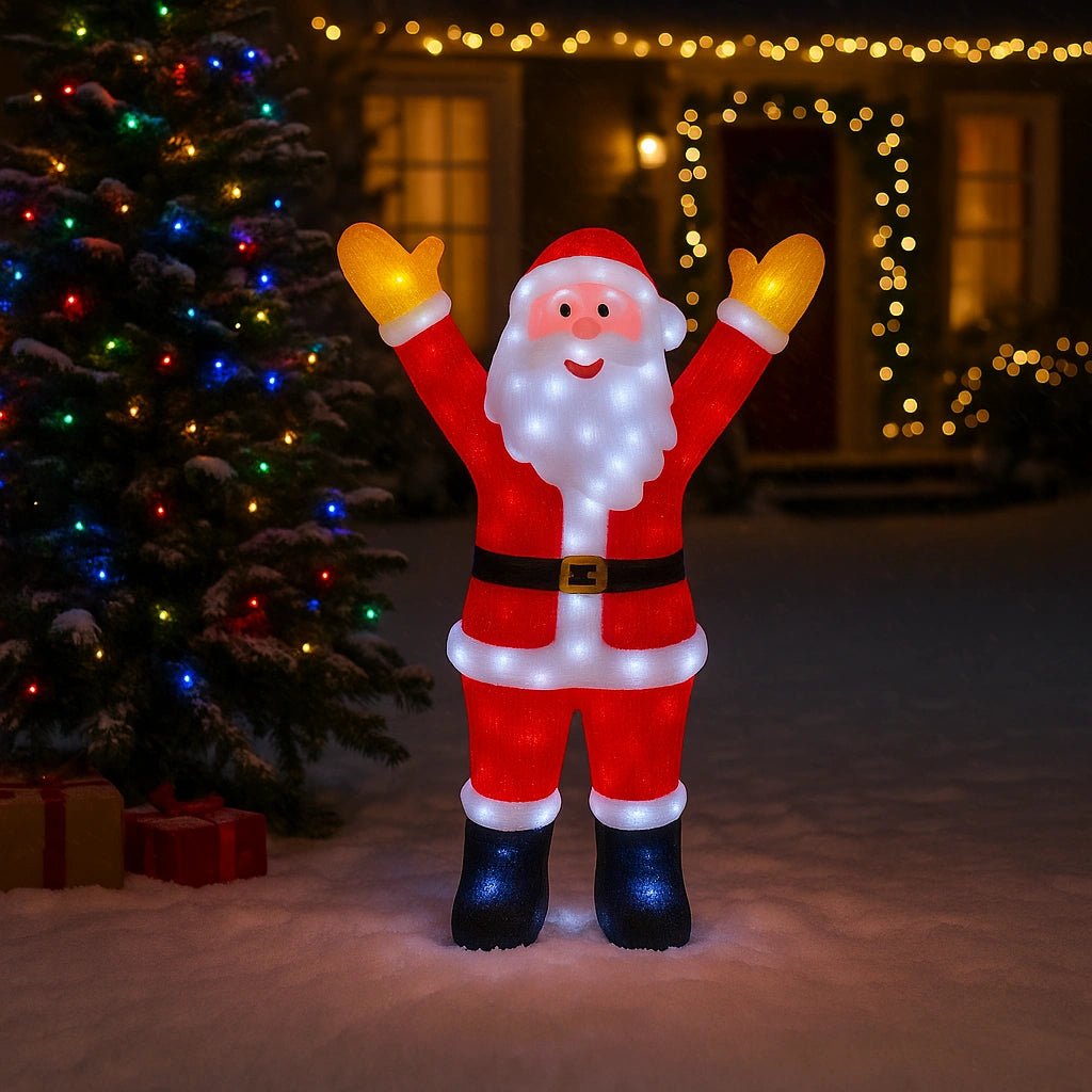 Mos Craciun Luminos exterior/ interior 120 cm cu 8 Jocuri de Lumină LED, Decoratiune Craciun