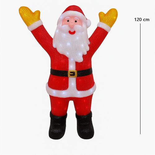 Mos Craciun Luminos exterior/ interior 120 cm cu 8 Jocuri de Lumină LED, Decoratiune Craciun