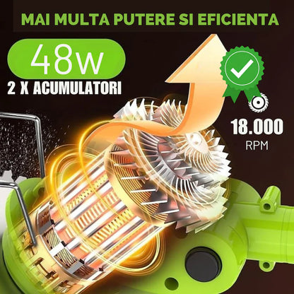 Motocoasa Electrica cu 2 Acumulatori 48V,Autonomie 3 ore 12000 mAh, Accesorii Incluse, Cu Brat Extensibil, 9 Lame Diferite