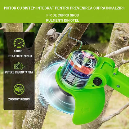 Motocoasa Electrica Cu Roti Detasabile 2X Acumulatori 48V, Autonomie 3 ore 10000 mAh, 15000 Rpm, Brat Extensibil