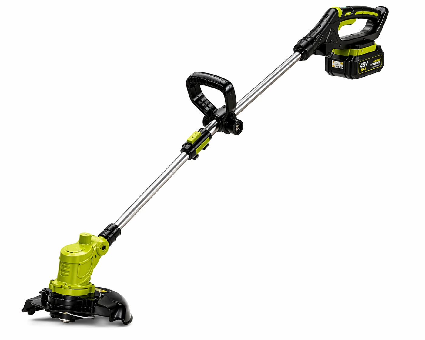 Motocoasa Electrica Cu Roti Detasabile 2X Acumulatori 48V, Autonomie 3 ore 10000 mAh, 15000 Rpm, Brat Extensibil