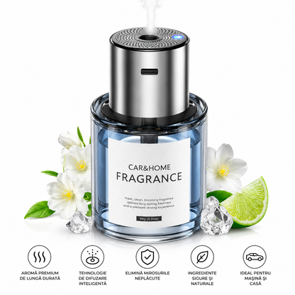 Parfum Odorizant Portabil pentru Mașină și Casă, Rezervor 160ml, 5 Moduri de Pulverizare, Alimentare USB, Aromaterapie și Umidificare, Design Modern, 5 Arome Cadou