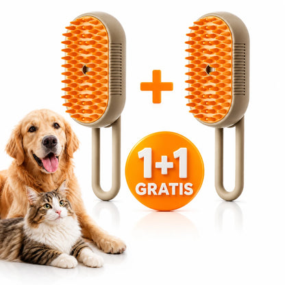 1+1 Perie de Masaj cu Aburi pentru Câini și Pisici Îndepărtează Părul Cazut, Reduce Năpârlirea, Curăță și Descurcă Blana, Hidratează și Relaxează Animalul de Companie, Peri Moi din Silicon, Desig Ergonomic, Potrivită pentru Toate Tipurile de Blană
