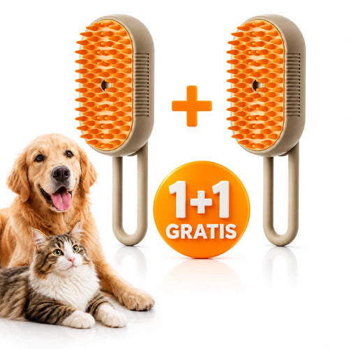 1+1 Perie de Masaj cu Aburi pentru Câini și Pisici Îndepărtează Părul Cazut, Reduce Năpârlirea, Curăță și Descurcă Blana, Hidratează și Relaxează Animalul de Companie, Peri Moi din Silicon, Desig Ergonomic, Potrivită pentru Toate Tipurile de Blană