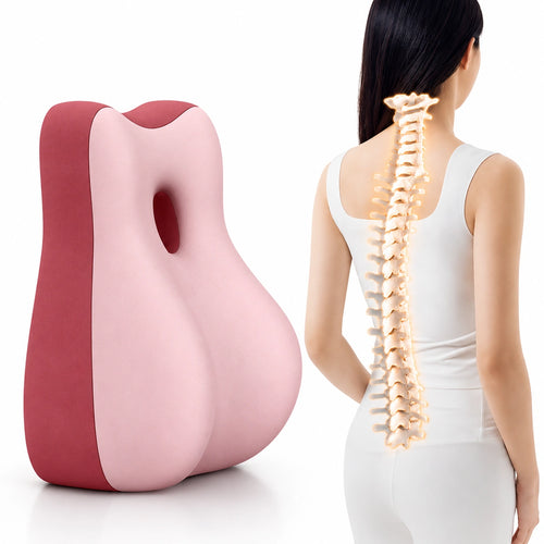 Pernă Ergonomică pentru Spate și Coloană Vertebrală, din Spumă cu Memorie Suport Lombar Ortopedic, Corector pentru Postură și Reducerea Durerilor de Spate, Ideală pentru Birou, Scaun Auto, Gaming, Canapea și Lucru de Acasă, Confortabil și Respirabil Roz