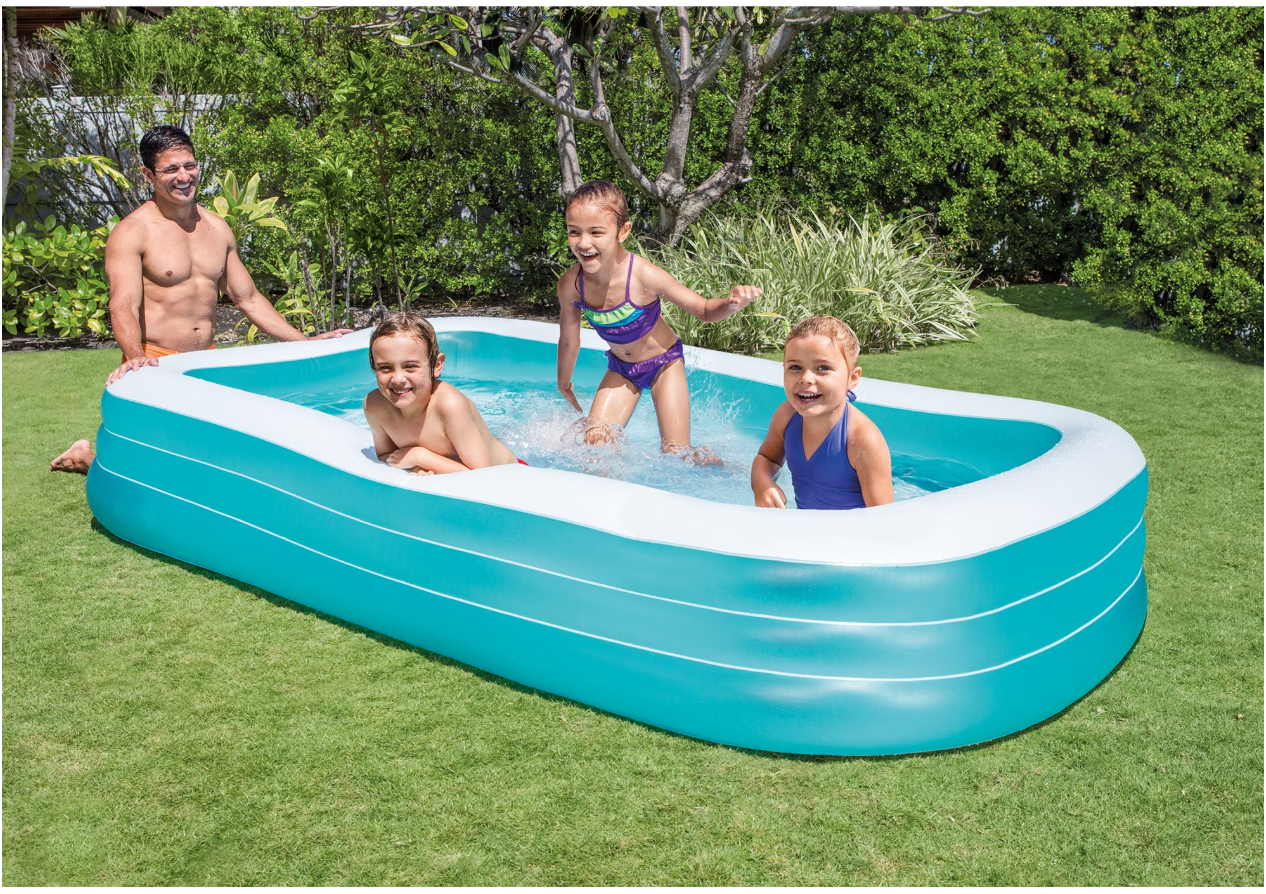 Piscina gonflabila 3 inele Family, Dimensiuni, 120 x 100 x 50 cm, si Boxa Karaoke Cadou, Material Rezistent, Potrivita pentru copii si Adulti