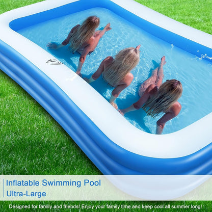 Piscina gonflabila 3 inele Family, Dimensiuni, 130 x 105 x 55 cm, Material Rezistent, Potrivita pentru copii si Adulti