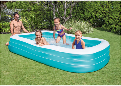 Piscina gonflabila 3 inele Family, Dimensiuni, 130 x 105 x 55 cm, Material Rezistent, Potrivita pentru copii si Adulti