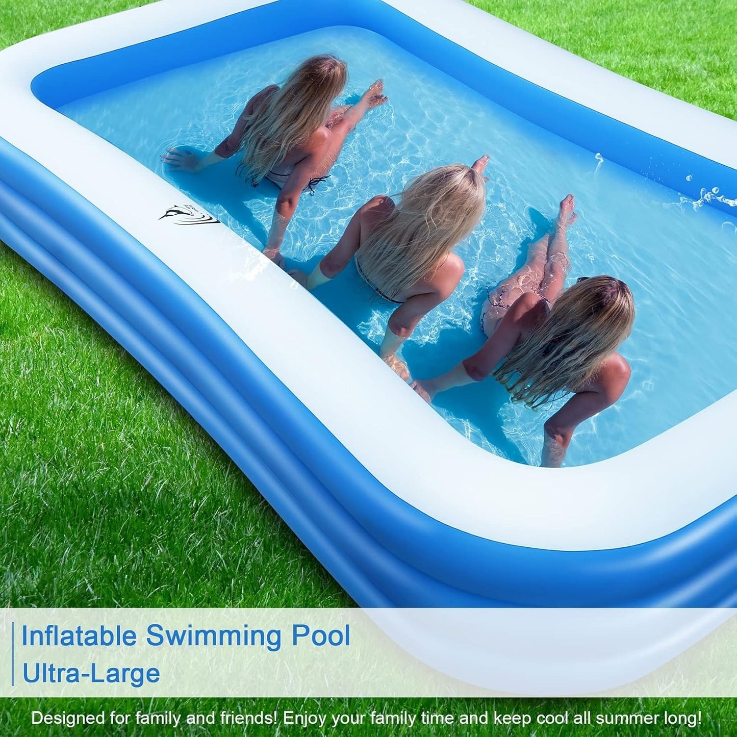Piscina gonflabila 3 inele Family, Dimensiuni, 200 x 150 x 65 cm, Material Rezistent, Potrivita pentru copii si Adulti