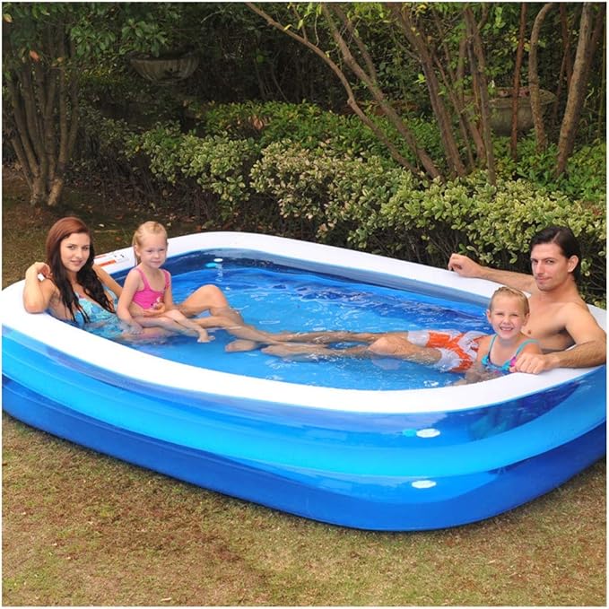 Piscina gonflabila Family XXL, cu Pompa electrica Cadou si ventilator, Dimensiuni, 200 x 150 x 50 cm, 2 inele, Material Rezistent, Potrivita pentru copii si Adulti