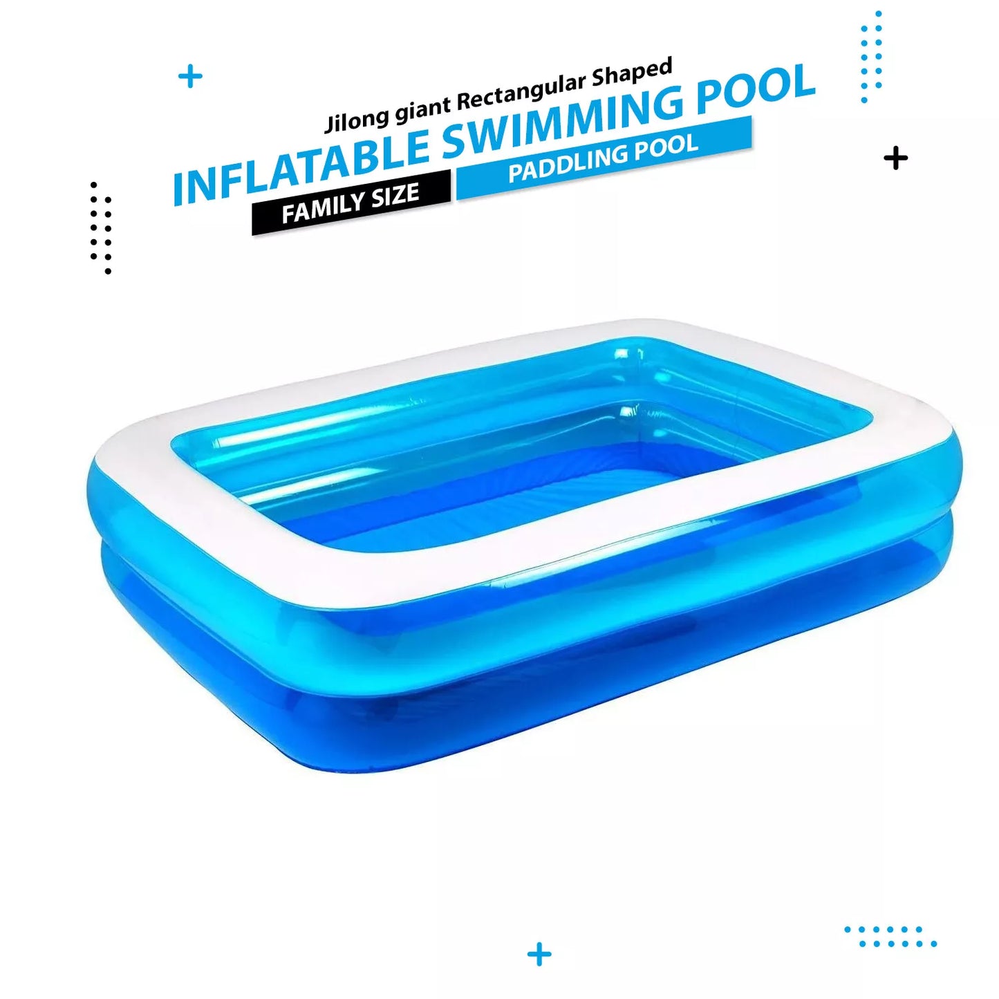 Piscina gonflabila Family XXL, cu Pompa electrica Cadou, Dimensiuni, 200 x 150 x 50 cm, 2 inele, Material Rezistent, Potrivita pentru copii si Adulti