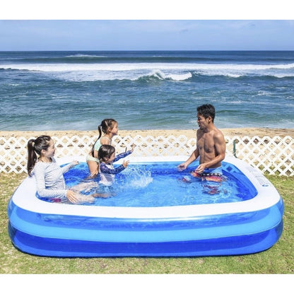 Piscina gonflabila Family XXL, cu Pompa electrica Cadou, Dimensiuni, 200 x 150 x 50 cm, 2 inele, Material Rezistent, Potrivita pentru copii si Adulti