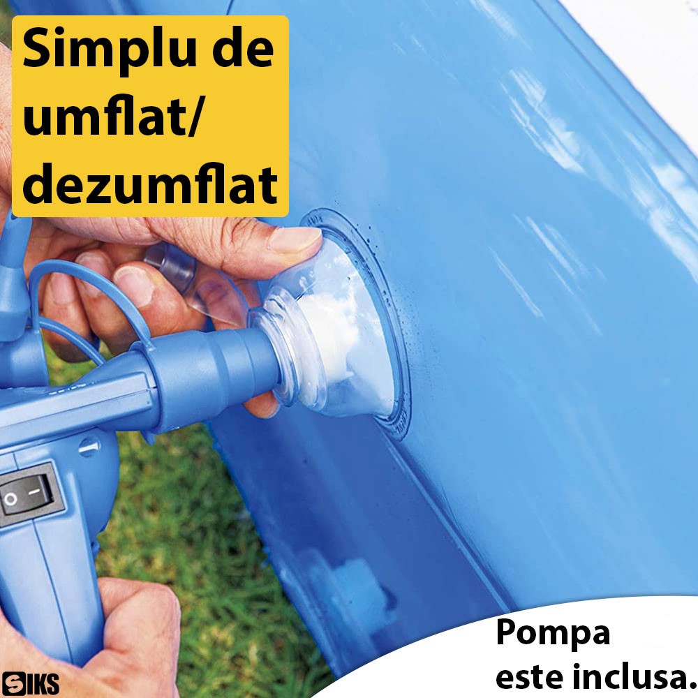 Piscina gonflabila Family XXL, cu Pompa electrica Cadou, Dimensiuni, 200 x 150 x 50 cm, 2 inele, Material Rezistent, Potrivita pentru copii si Adulti