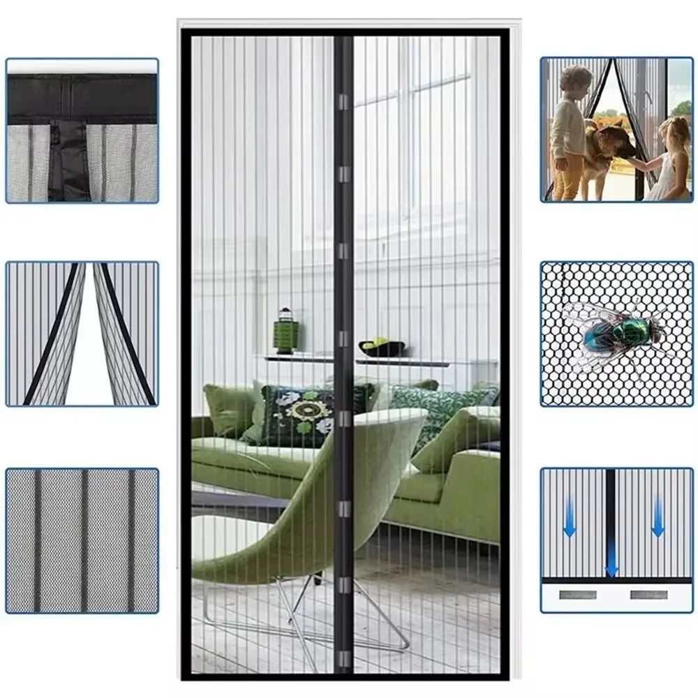 Plasă Magnetică Anti-Insecte pentru Ușă 210x100 cm Închidere Automată cu Magneți, Montaj Rapid Fără Găurire, Protecție împotriva Țânțarilor și Muștelor, Ideală pentru Balcon, Terasă și Animale de Companie