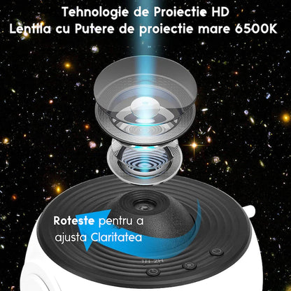 Proiector Cosmic HD Planetarium 3D, Lampa de veghe pentru copii 4K, 12 Discuri de proiectie cu Stele, Galaxii, Palnete, Reglare 360° Rotativa