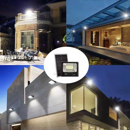 Proiector cu Panou Solar LED 600W, 8000 Lumeni, IP66, Telecomandă și Senzor de Lumină, Lampă Solară pentru Iluminat Exterior, Curte, Grădină, Parcare, Alei și Stradă