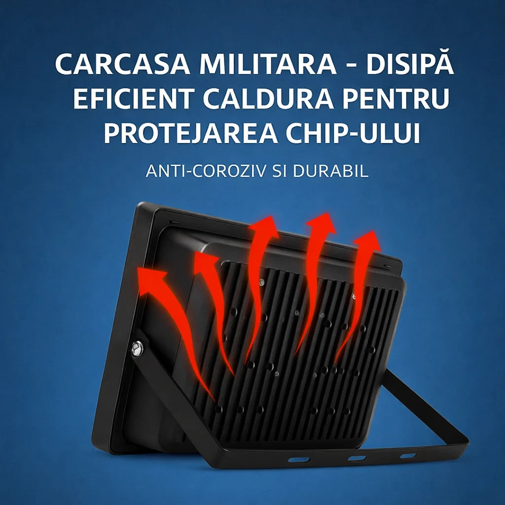 Proiector cu Panou Solar LED 400W, 7000 Lumeni, IP66, Telecomandă și Senzor de Lumină, Lampă Solară pentru Iluminat Exterior, Curte, Grădină, Parcare, Alei și Stradă