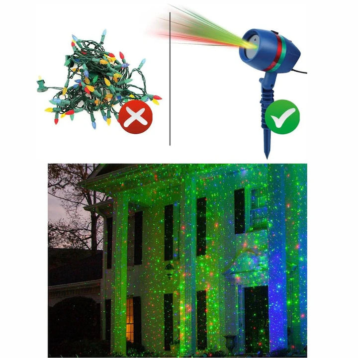 Proiector Laser 3D cu Efect Holografic Star Shower Magic, 8 Moduri de Lumină Multicoloră pentru Decor Spectaculos, interior si exterior