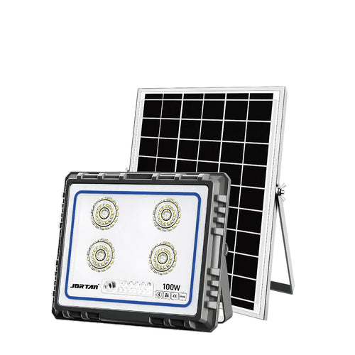 Proiector Solar LED Jortan 100W din Aluminiu cu Telecomandă, Senzor de Lumină, Exterior ,Rezistent, Iluminare Inteligentă