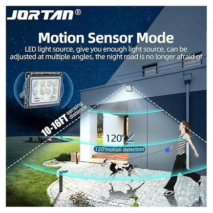 Proiector Solar LED Jortan 100W din Aluminiu cu Telecomandă, Senzor de Lumină, Exterior ,Rezistent, Iluminare Inteligentă