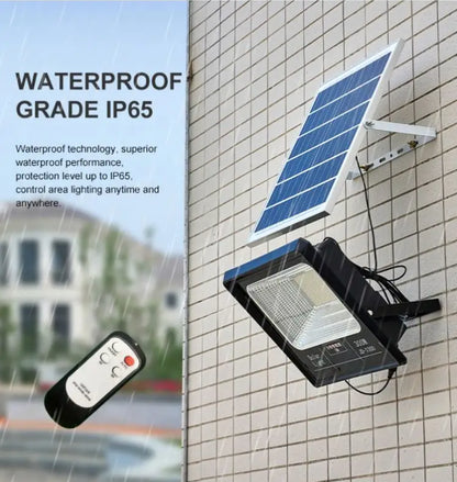 Proiector solar LED jortan 150W, cu Telecomanda, Panou Fotovoltaic separat, Autonomie Mare, Senzor de lumina
