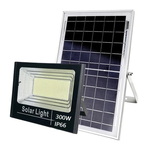 Proiector solar LED jortan 300W, Telecomanda, Suport prindere inclus, Panou Fotovoltaic, Autonomie Mare, Senzor de lumina