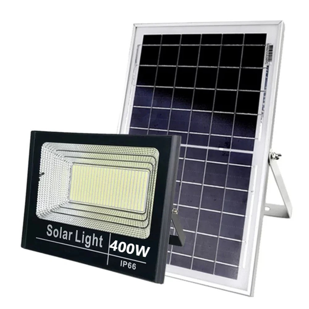 Proiector solar LED jortan 400W, Telecomanda, Suport prindere inclus, Panou Fotovoltaic, Autonomie Mare, Senzor de lumina
