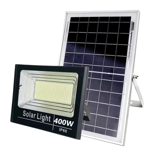 Proiector solar LED jortan 400W, Telecomanda, Suport prindere inclus, Panou Fotovoltaic, Autonomie Mare, Senzor de lumina