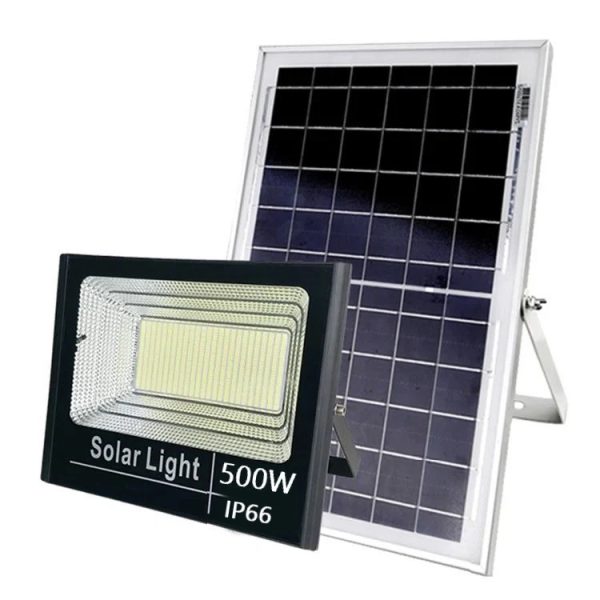 Proiector solar LED jortan 500W, Telecomanda, Suport prindere inclus, Panou Fotovoltaic, Autonomie Mare, Senzor miscare, Senzor de lumina - Imagine 2
