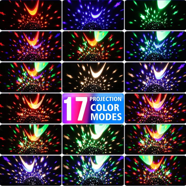 Proiector Star Master 3D Lampă Decorativă, Rotativa 360 Grade Cu 17 Moduri Proiecție Luna si Stele