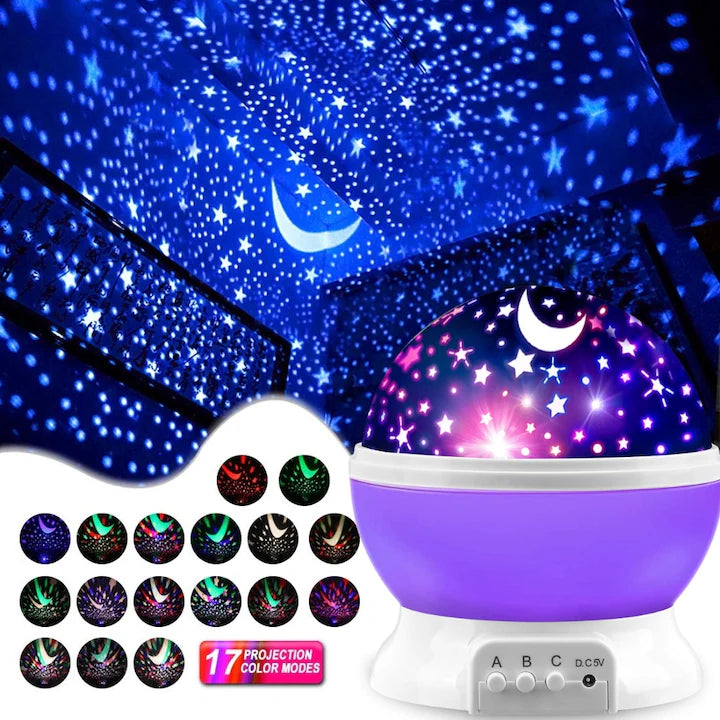 Proiector Star Master 3D Lampă Decorativă, Rotativa 360 Grade Cu 17 Moduri Proiecție Luna si Stele