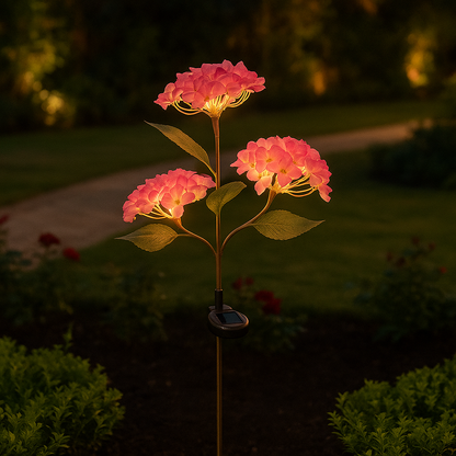 Set 2X Lampa Solara Decorativa de Gradina Flori Roz cu LED 80Cm, Iluminat Exterior, Rezistent la Apa, Decor Ambiental pentru Curte si terasa
