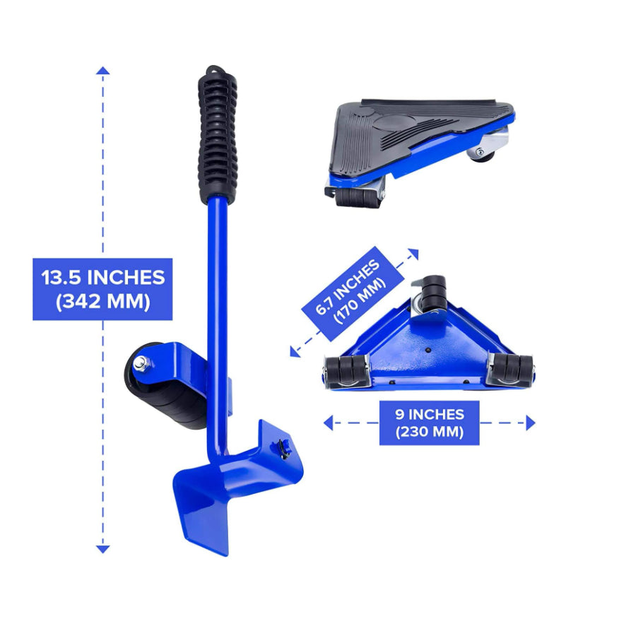 Kit complet pentru mutat si carat mobila, At Performance, reglare 360 grade, greutate maxima 200 kg, otel, albastru - Imagine 10