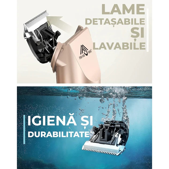 Aparat de Tuns Animale Caini si Pisici cu Acumulator, 8 în 1, 6800RPM, 1800mAh, Set Complet Pentru ingrijire